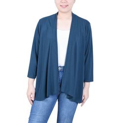 NY Collection Women 3/4 Sleeve Solid Cardigan.