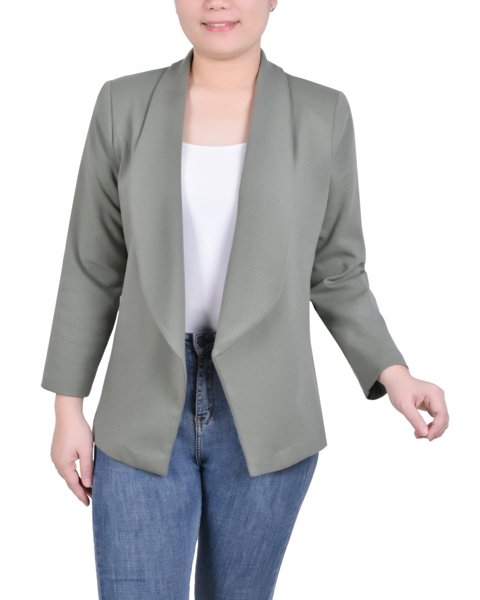 NY Collection Womens Long Sleeve Ponte Jacket