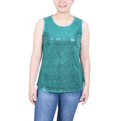 NY Collection Womens Sleeveless Sequined Tank Top