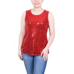 NY Collection Womens Sleeveless Sequined Tank Top.