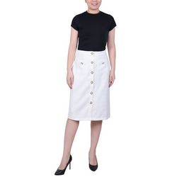 NY Collection Womens Slim Tweed Double Knit Skirt