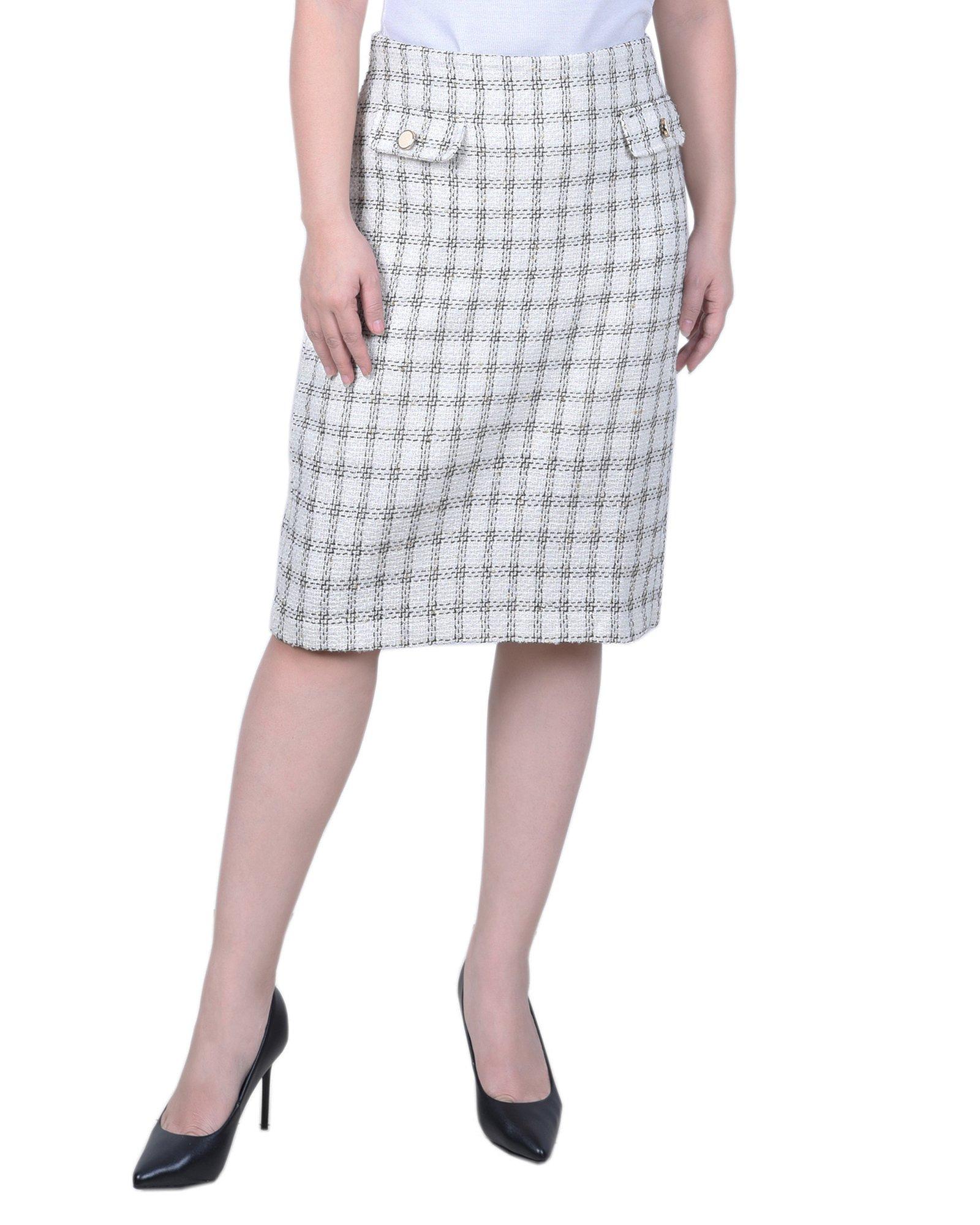 NY Collection Womens Slim Double Knit Skirt