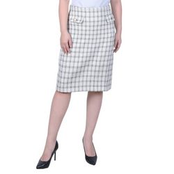 NY Collection Womens Slim Double Knit Skirt