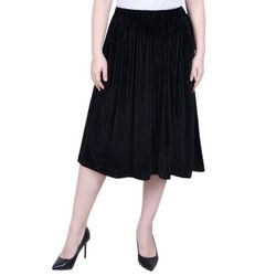 NY Collection Women Knee Length Velvet Skirt.