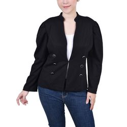 NY Collection Womens Missy Long Puff-Sleeve Ponte Jacket