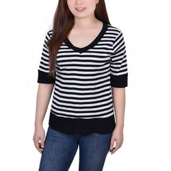 NY Collection Womens Missy Elbow Sleeve Top