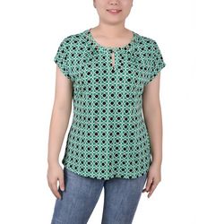 NY Collection Womens Extended Sleeve Top With Grommets