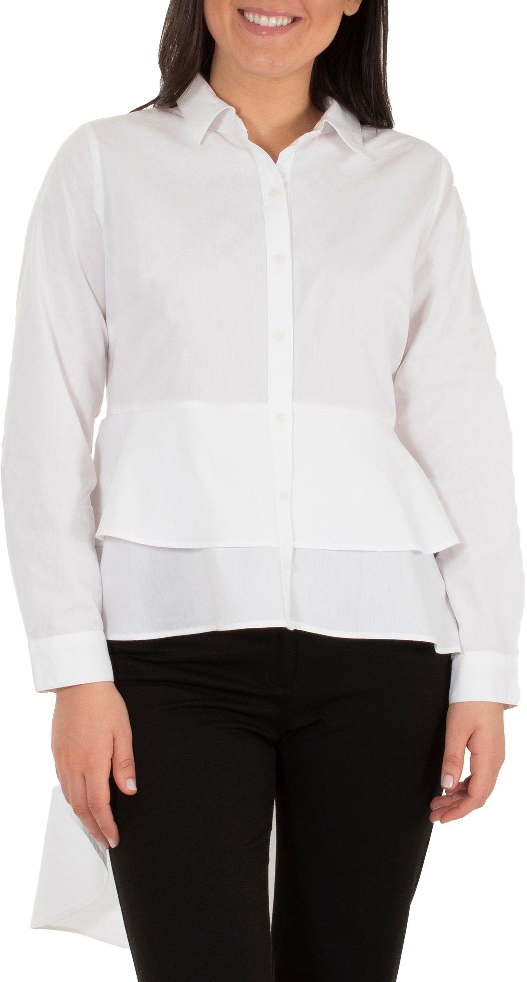 NY Collection Womens Puffle Peplum Blouse