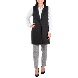 NY Collection Womens Shawl Collar Ponte Vest