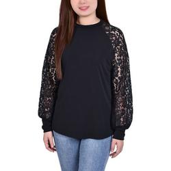 Womens Lace Balloon Sleeve Blouse