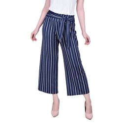 NY Collection Womens Printed Tie Sash Cropped Pants