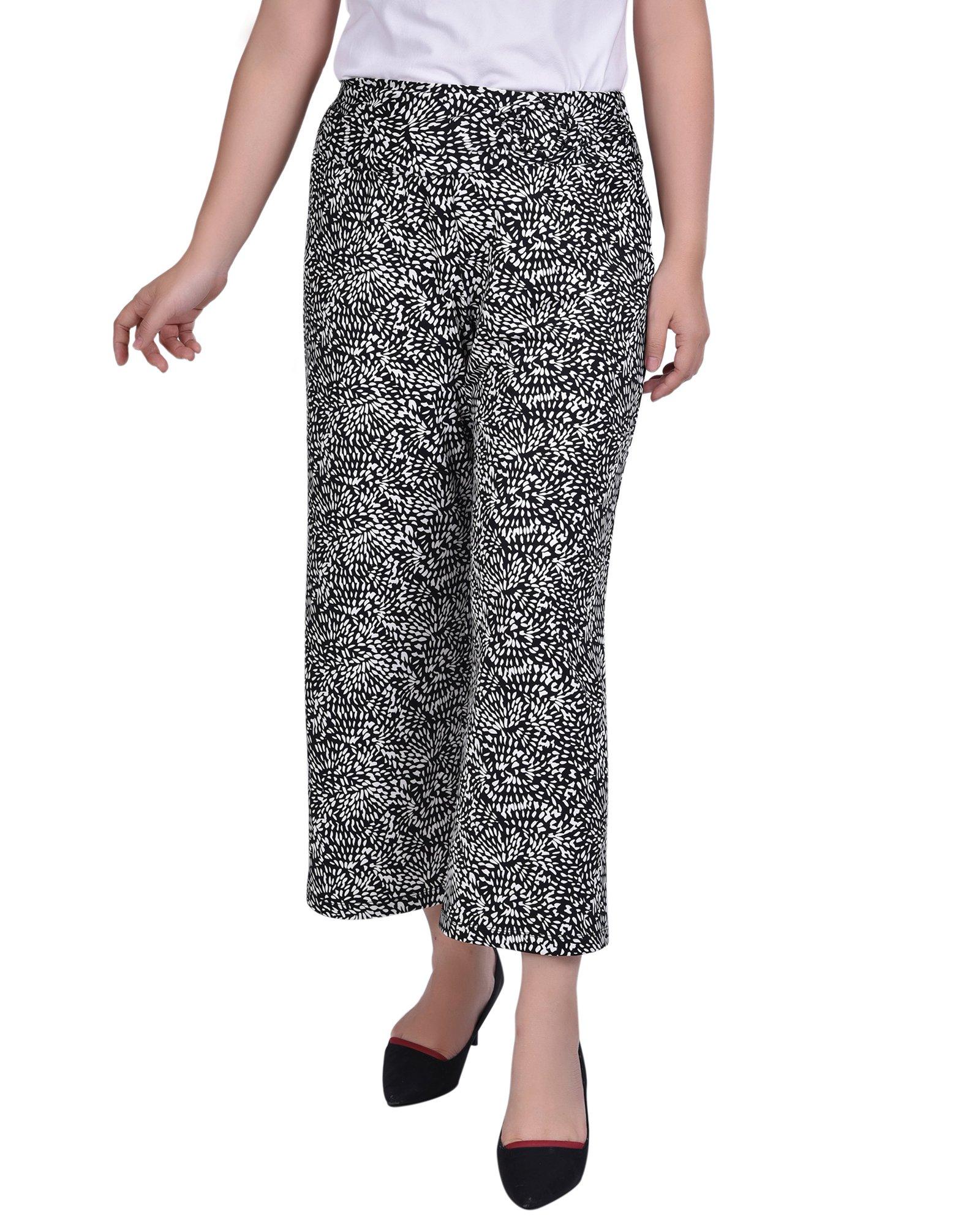 NY Collection Womens Faux Belt Cropped Pants