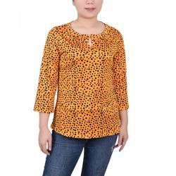 NY Collection Womens Missy 3/4 Sleeve Grommet Top