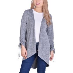 NY Collection Womens Ruched Sleeve Cardigan