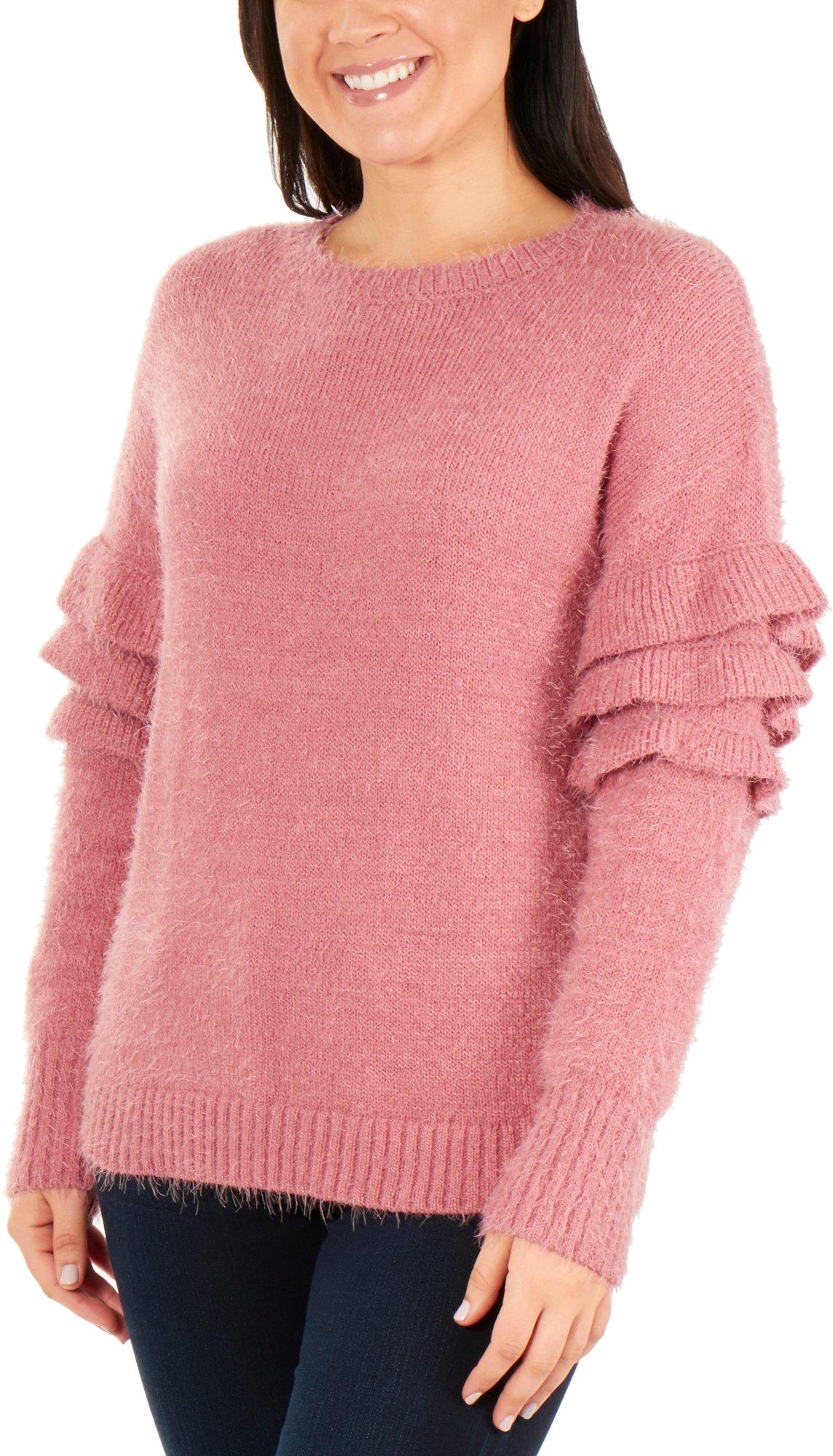 NY Collection Womens Puffle Sleeve Crew Pullover