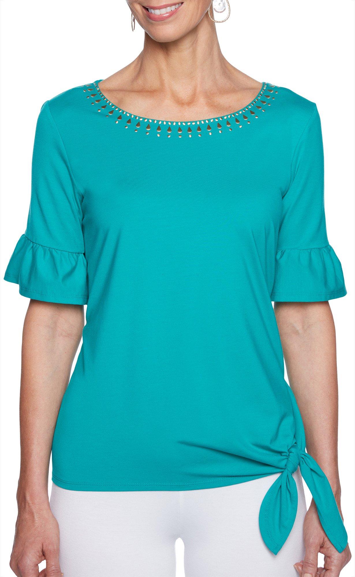 Ruby Road Favorites Womens Solid Bell Sleeve Side Tie Top Bealls Florida