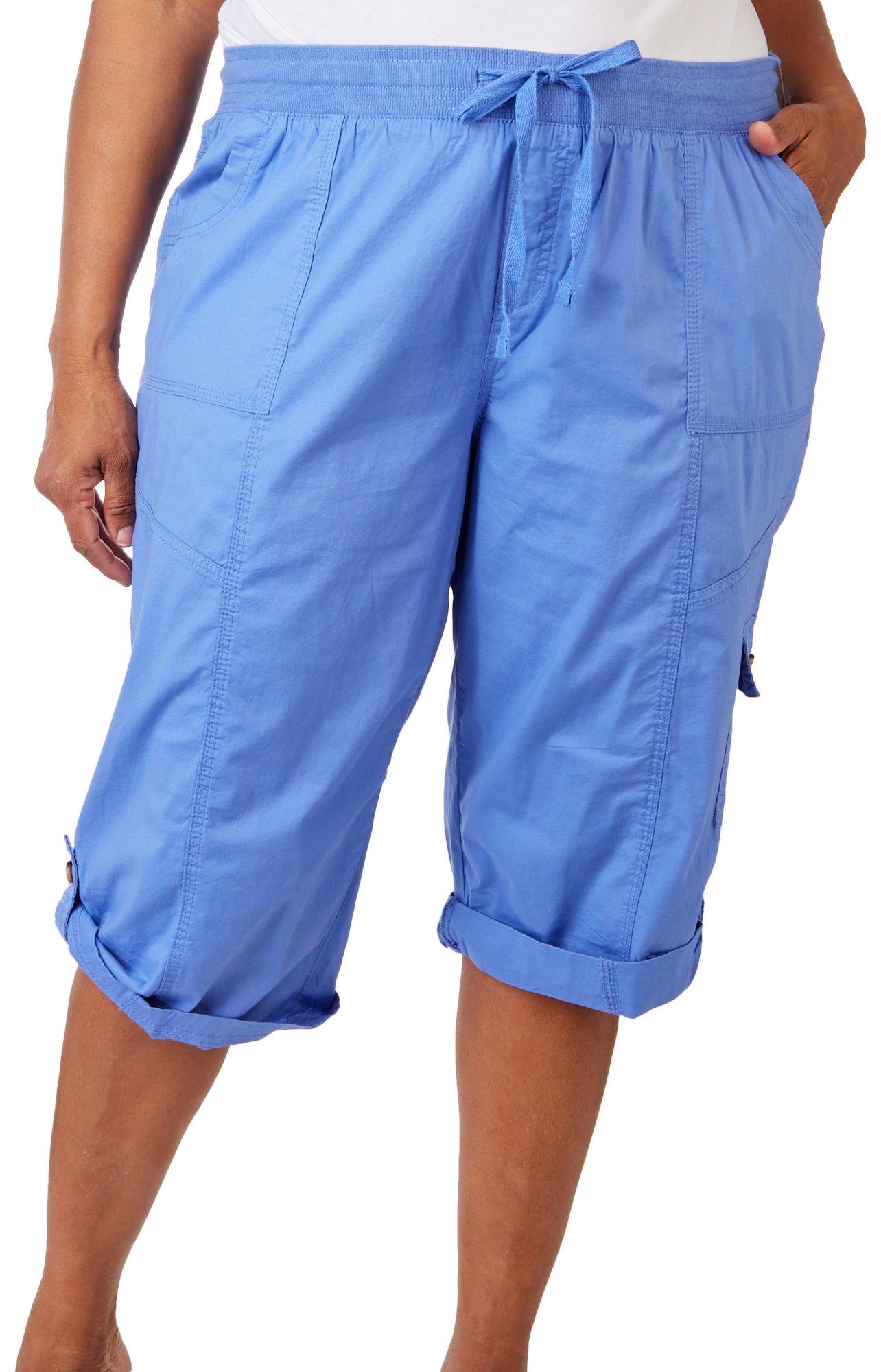 Plus 19 Suzanne Solid Roll Tab Capris