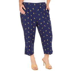 Coral Bay Plus 21in. Pineapple Sheeting Pull On Capris