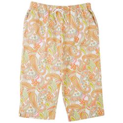 Coral Bay Plus Everyday Drawstring 18 in. Twill Print Capris