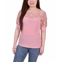 NY Collection Petite Short Flutter Sleeve Knit Top