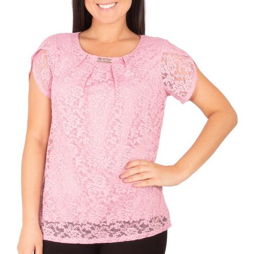 NY Collection Petite Tulip Sleeve Lace Top