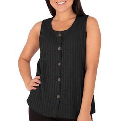 NY Collection Petite Sleeveless Button Front Top