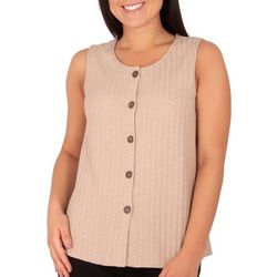 NY Collection Petite Sleeveless Button Front Top
