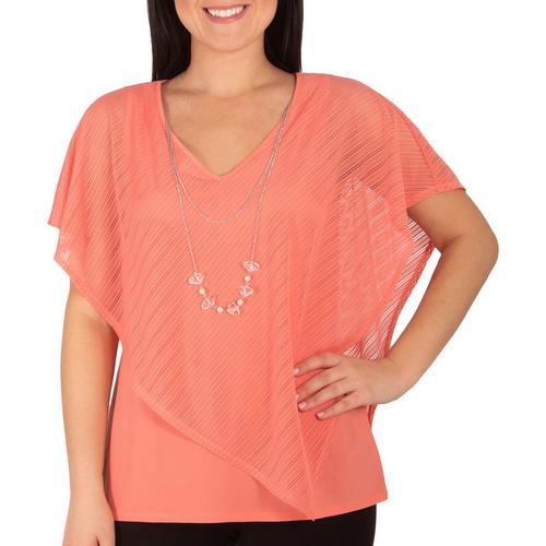 NY Collection Petite Mix Combo Burnout Poncho Top