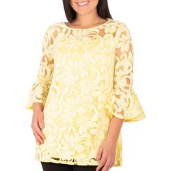 NY Collection Petite Lace Bell Sleeve Tunic