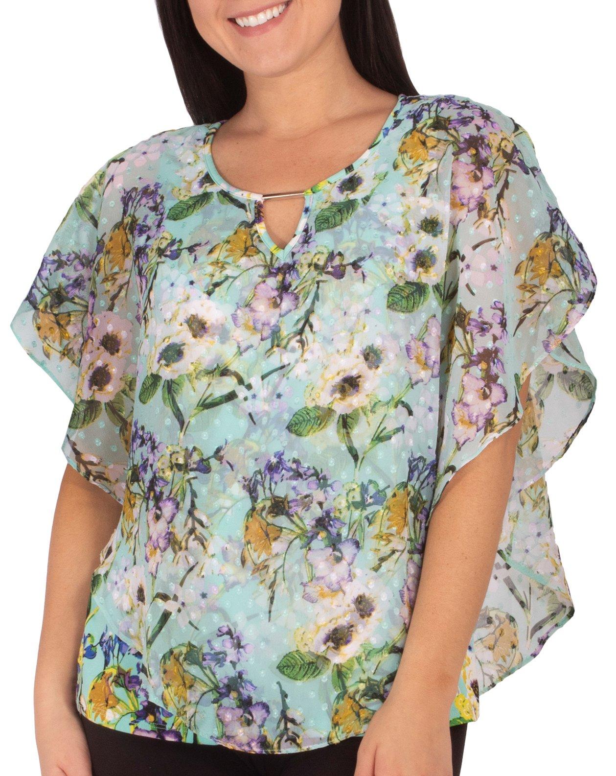 NY Collection Petite Floral Bloom Poncho Top
