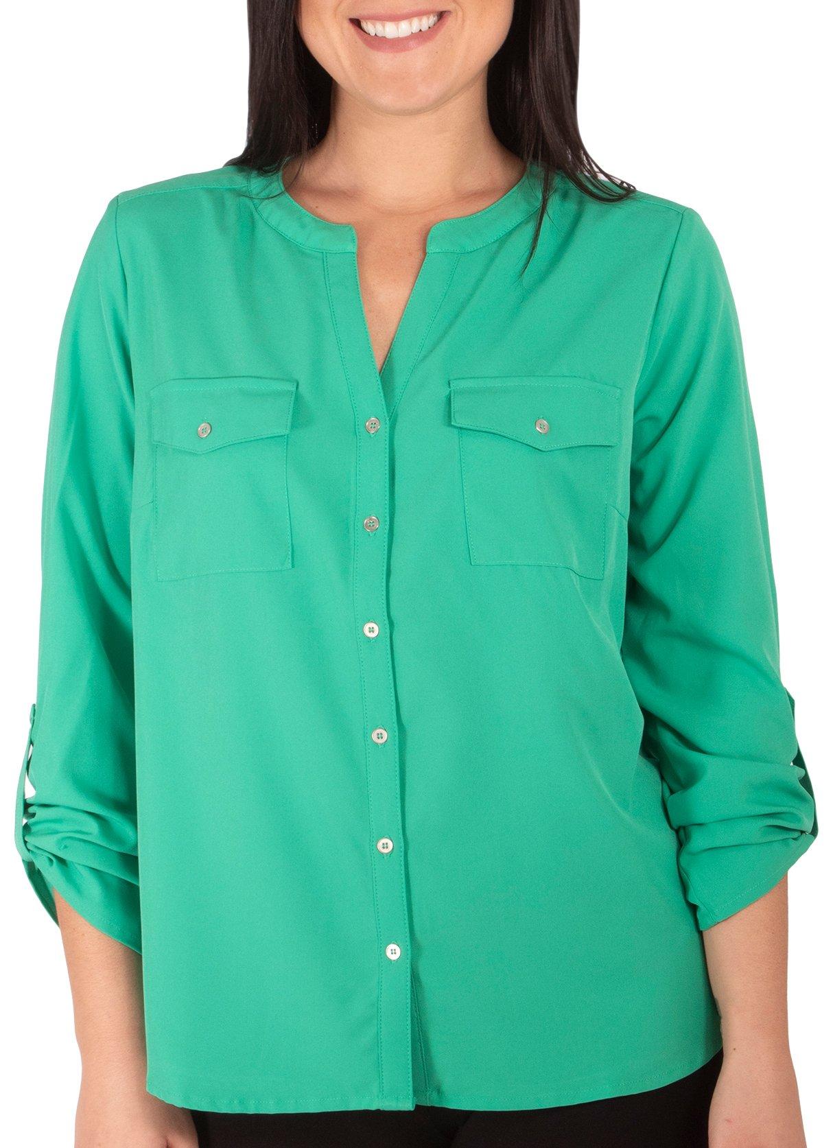 NY Collection Petite Ruched Tab Sleeve Blouse | Bealls Florida