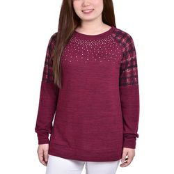 NY Collection Petite Long Sleeve Knit Crew Neck Top