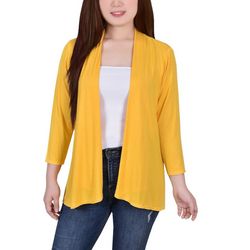 NY Collection Womens Petite 3/4 Sleeve Solid Cardigan