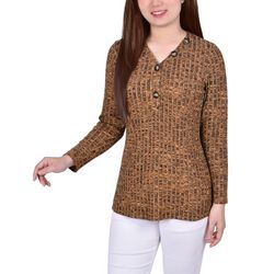 NY Collection Womens Ribbed Cozy Top
