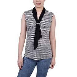NY Collection Petite Sleeveless Scarf Top