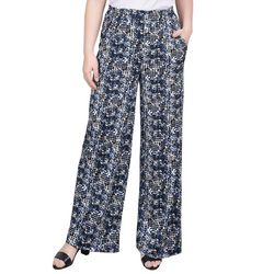 NY Collection Womens Petite Wide Leg Pull On Pant