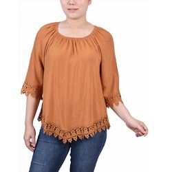 NY Collection Petite 3/4 Sleeve Peasant Blouse