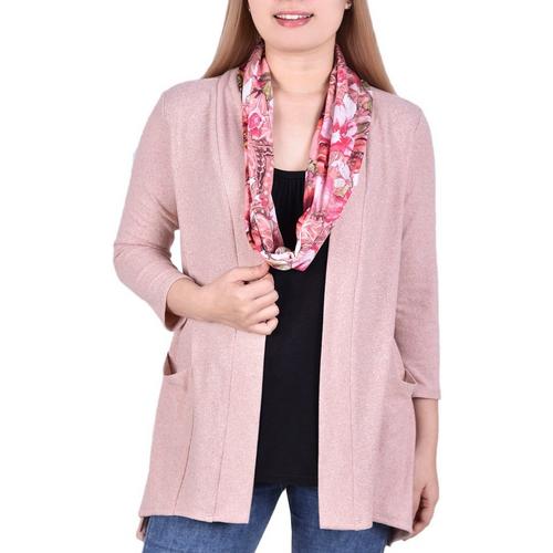NY Collection Petite Scarf Top & Cardigan Trip
