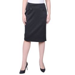 NY Collection Womens Knee Length Double Knit Skirt