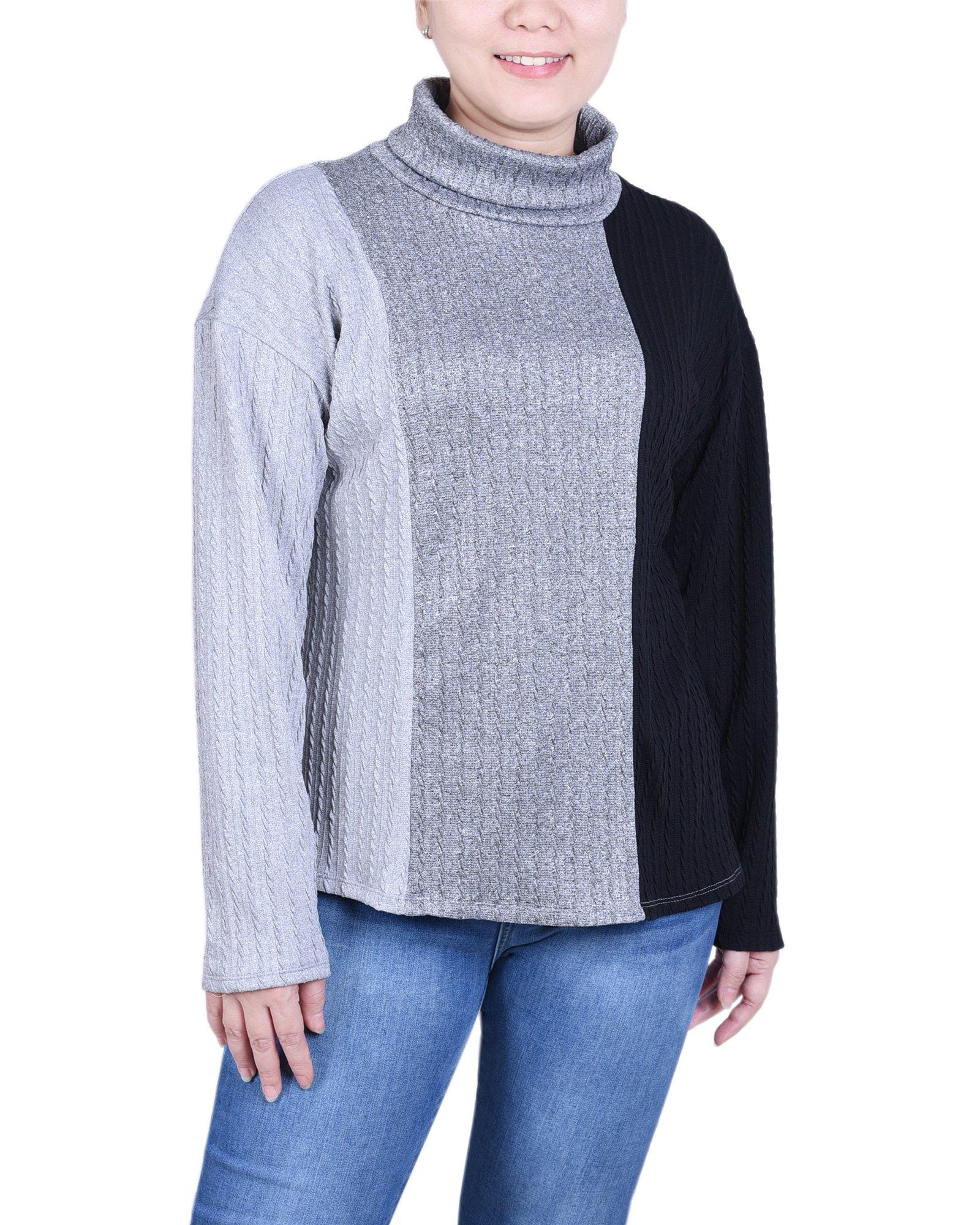 Womens Long Sleeve Colorblocked Top