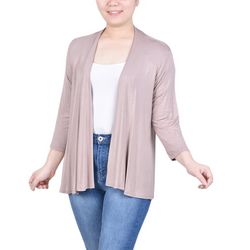 NY Collection Women 3/4 Sleeve Solid Cardigan