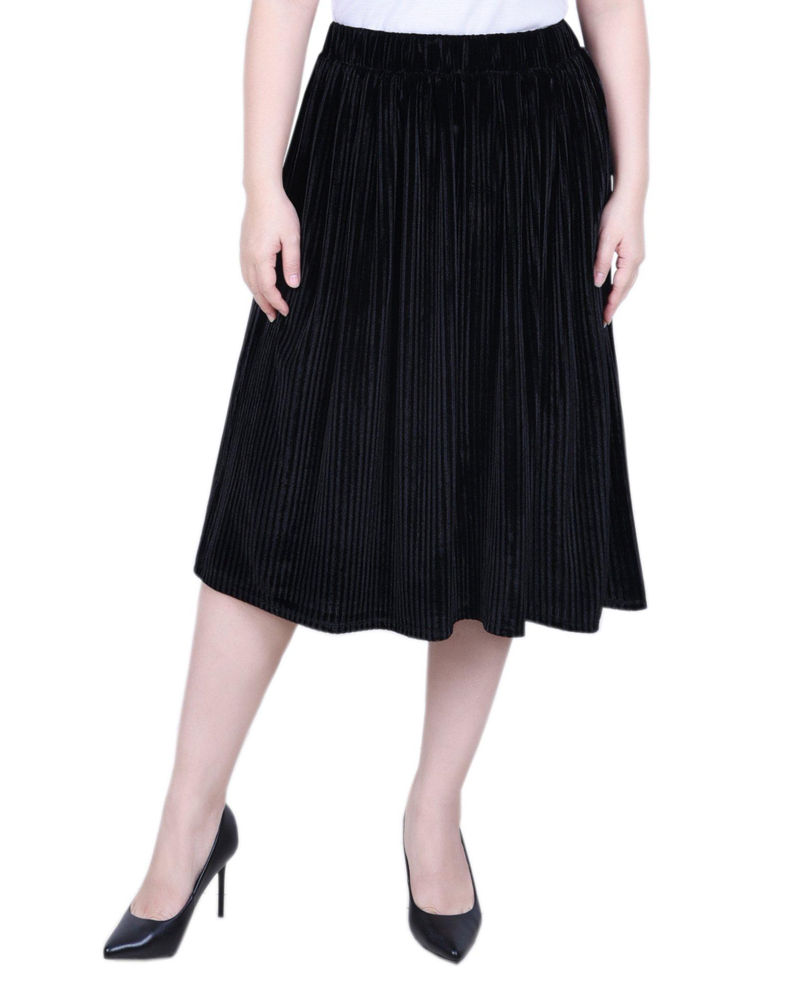 NY Collection Womens Knee Length Velvet Skirt