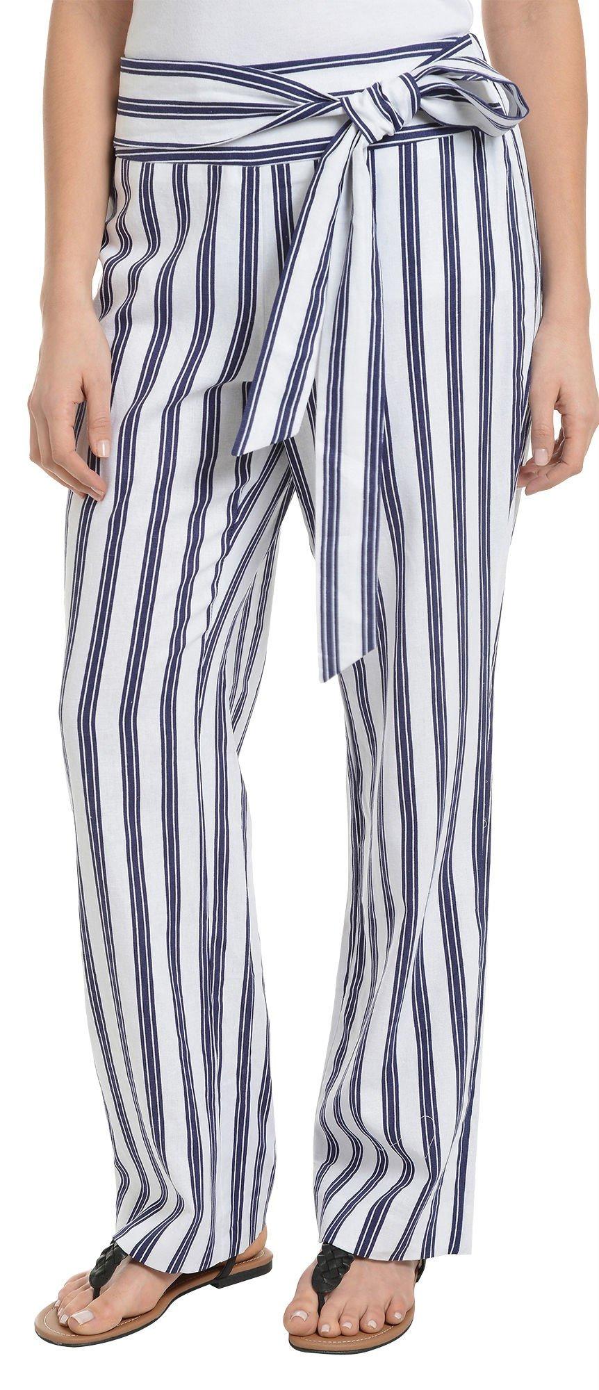 NY Collection Petite Stripe Linen Pull-On Pants | Bealls Florida