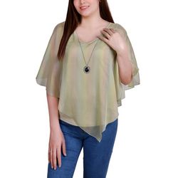 NY Collection Petite Iridescent Sheer Poncho Top