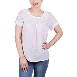 NY Collection Petite Smocked Neckline Top