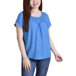 NY Collection Petite Smocked Neckline Top