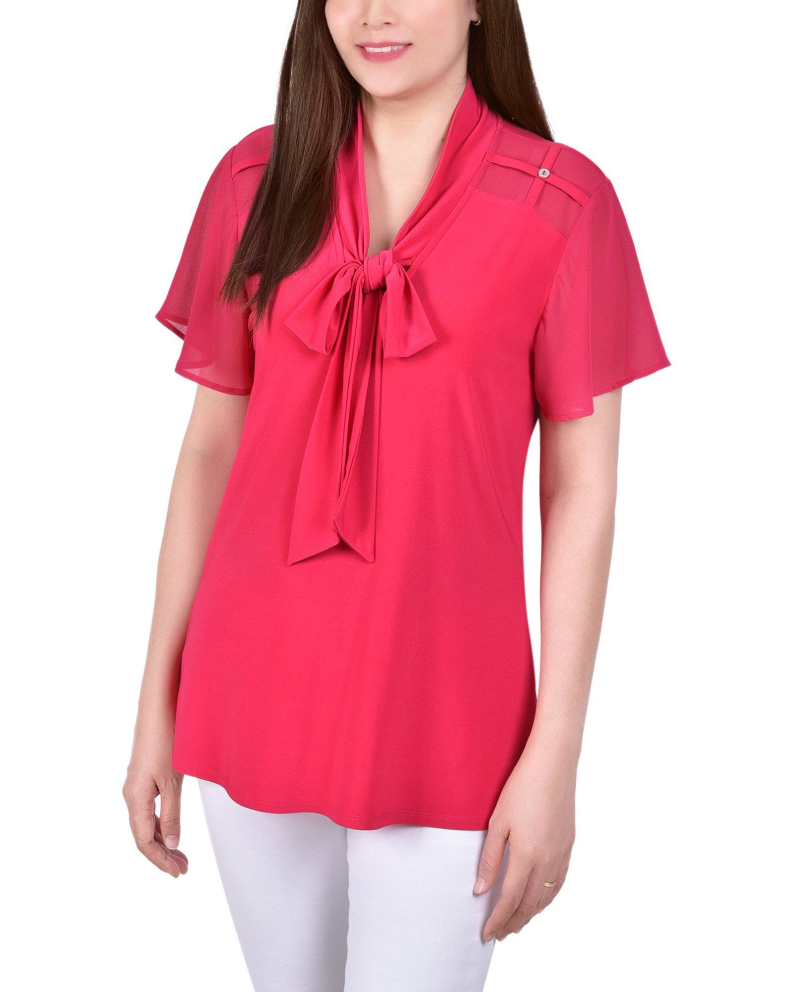 NY Collection Petite Chiffon Sleeves Blouse