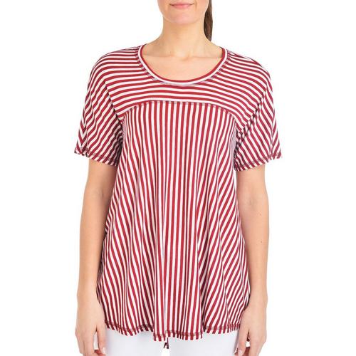 NY Collection Petite Stripe High-Low Swing Top