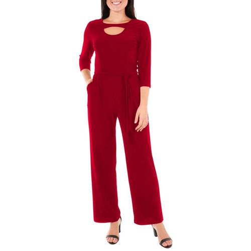 NY Collection Petite Solid Tie Waist Jumpsuit