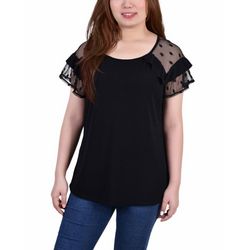 NY Collection Petite Short Dot Sleeve Top